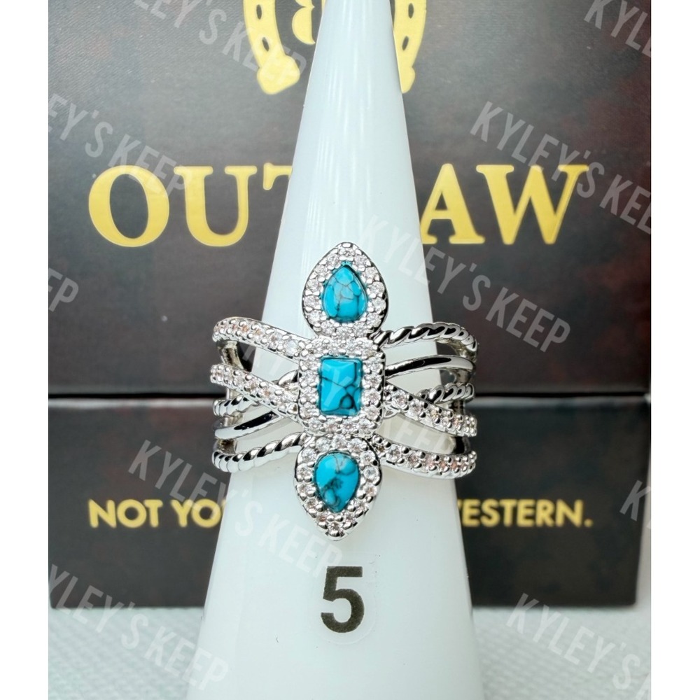 Size 5 Bomb Party Outlaw Ring - RG11823 Iron Lasso - Rhodium Plated
